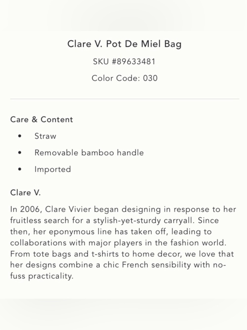 Clare V Pot de Miel green bamboo top handle straw basket bag - Picture 14 of 15